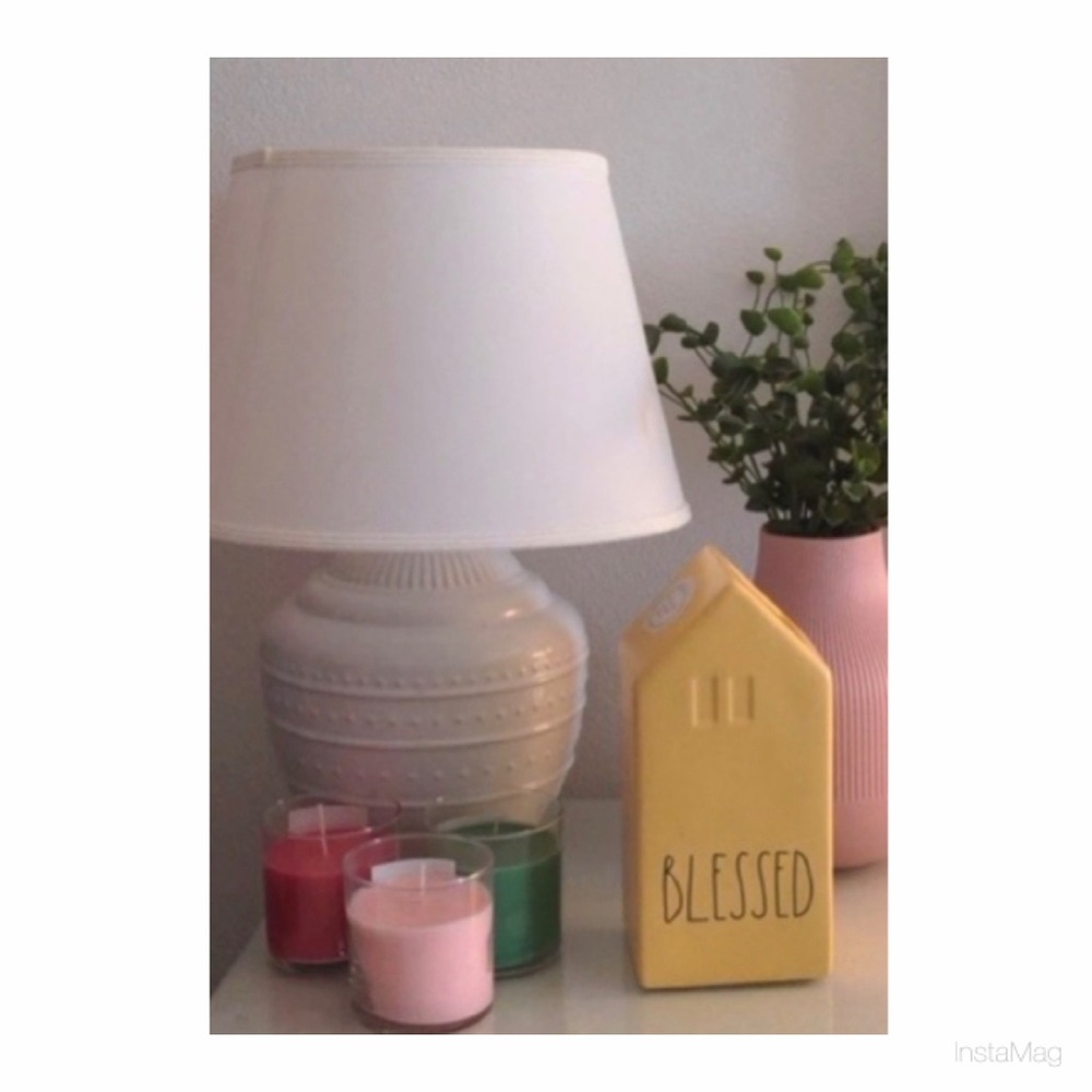 NEW Rae Dunn Blessed Yellow Ceramic Vase Farmhouse Home Decor